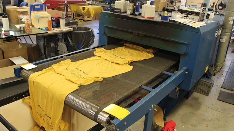 Shirts being printed